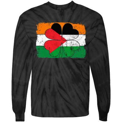 Irish Palestine Flag Ireland Shamrock St Patricks Day Tie-Dye Long Sleeve Shirt