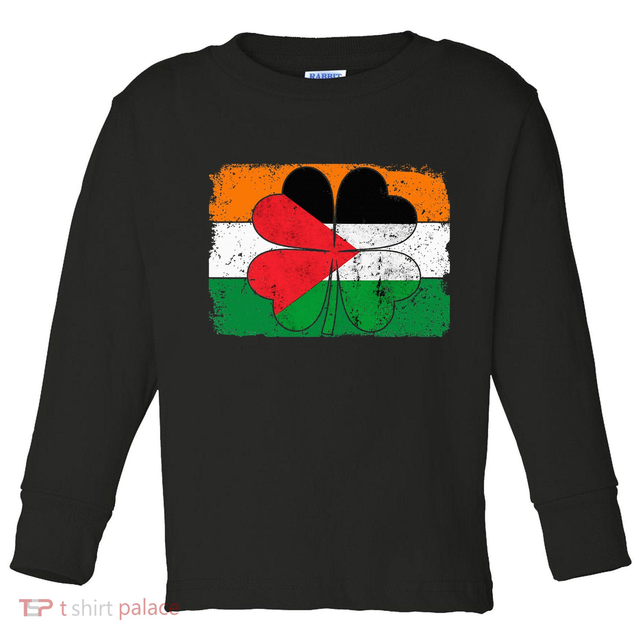 Irish Palestine Flag Ireland Shamrock St Patricks Day Toddler Long Sleeve Shirt