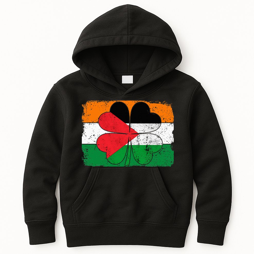 Irish Palestine Flag Ireland Shamrock St Patricks Day Kids Hoodie