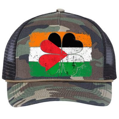 Irish Palestine Flag Ireland Shamrock St Patricks Day Retro Rope Trucker Hat Cap