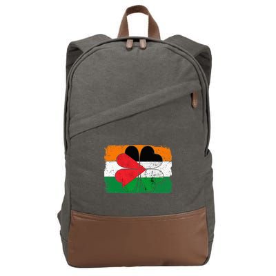 Irish Palestine Flag Ireland Shamrock St Patricks Day Cotton Canvas Backpack