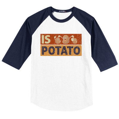 Is Potato Funny Retro Vintage IS POTATO Late Night Show Baseball Sleeve Shirt