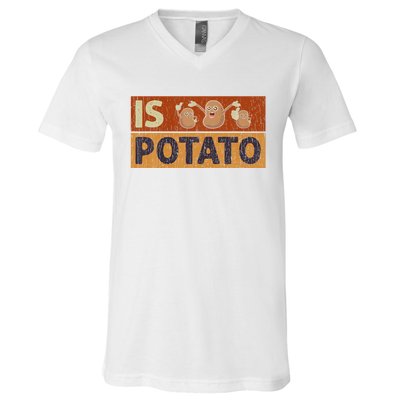 Is Potato Funny Retro Vintage IS POTATO Late Night Show V-Neck T-Shirt