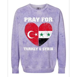 I Pray For Turkey & Syria Flag Heart Turkey Syria Earthquake Colorblast Crewneck Sweatshirt