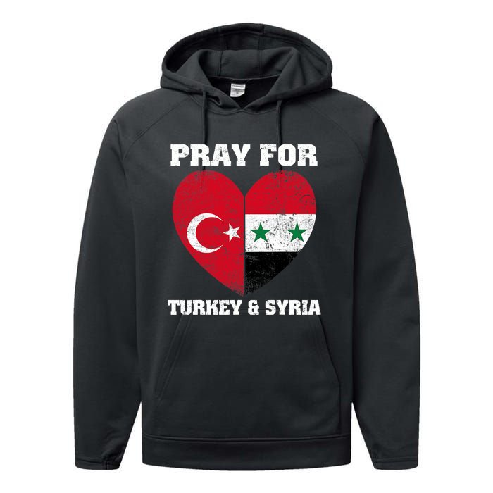 I Pray For Turkey & Syria Flag Heart Turkey Syria Earthquake Performance Fleece Hoodie