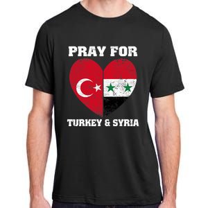 I Pray For Turkey & Syria Flag Heart Turkey Syria Earthquake Adult ChromaSoft Performance T-Shirt