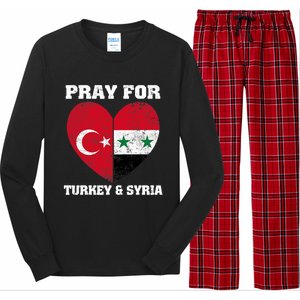 I Pray For Turkey & Syria Flag Heart Turkey Syria Earthquake Long Sleeve Pajama Set