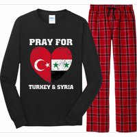 I Pray For Turkey & Syria Flag Heart Turkey Syria Earthquake Long Sleeve Pajama Set