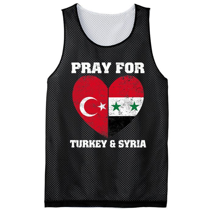 I Pray For Turkey & Syria Flag Heart Turkey Syria Earthquake Mesh Reversible Basketball Jersey Tank