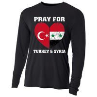 I Pray For Turkey & Syria Flag Heart Turkey Syria Earthquake Cooling Performance Long Sleeve Crew