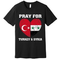 I Pray For Turkey & Syria Flag Heart Turkey Syria Earthquake Premium T-Shirt