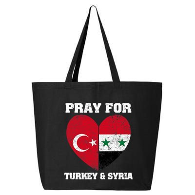 I Pray For Turkey & Syria Flag Heart Turkey Syria Earthquake 25L Jumbo Tote