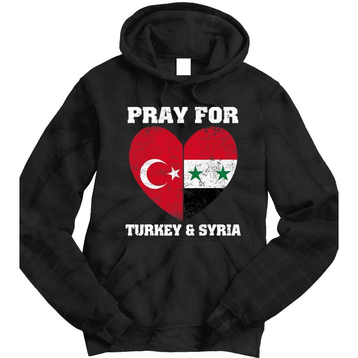 I Pray For Turkey & Syria Flag Heart Turkey Syria Earthquake Tie Dye Hoodie