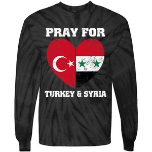 I Pray For Turkey & Syria Flag Heart Turkey Syria Earthquake Tie-Dye Long Sleeve Shirt