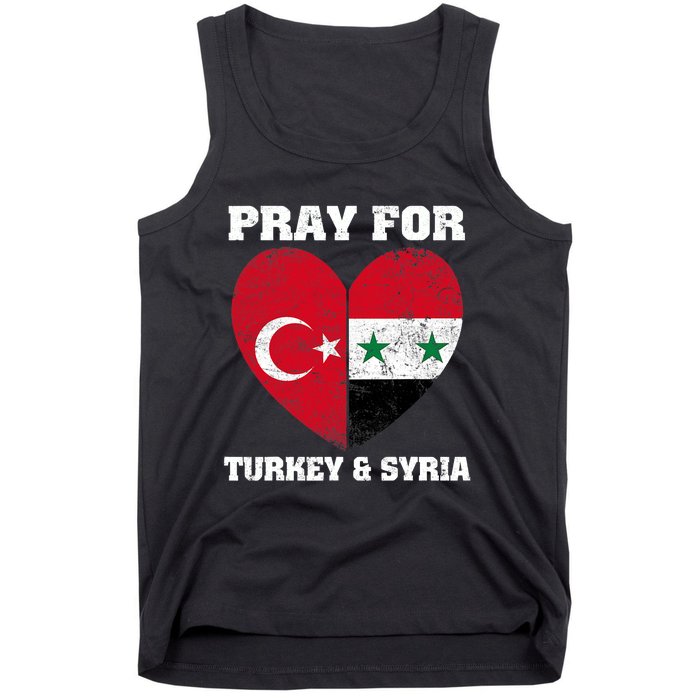 I Pray For Turkey & Syria Flag Heart Turkey Syria Earthquake Tank Top