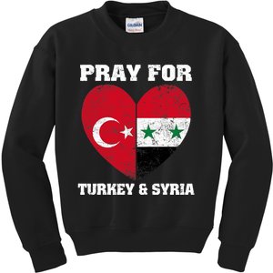 I Pray For Turkey & Syria Flag Heart Turkey Syria Earthquake Kids Sweatshirt