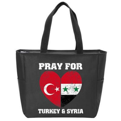 I Pray For Turkey & Syria Flag Heart Turkey Syria Earthquake Zip Tote Bag