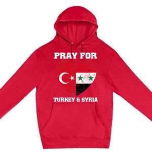 I Pray For Turkey & Syria Flag Heart Turkey Syria Earthquake Premium Pullover Hoodie