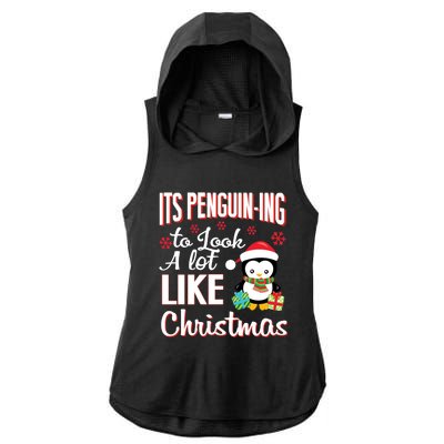 It's Penguincool Gifting To Look A Lot Like Christmas Penguin Meaningful Gift Ladies PosiCharge Tri-Blend Wicking Draft Hoodie Tank