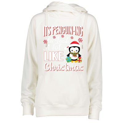 It's Penguincool Gifting To Look A Lot Like Christmas Penguin Meaningful Gift Womens Funnel Neck Pullover Hood