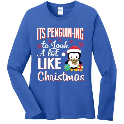 It's Penguincool Gifting To Look A Lot Like Christmas Penguin Meaningful Gift Ladies Long Sleeve Shirt