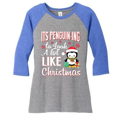 It's Penguincool Gifting To Look A Lot Like Christmas Penguin Meaningful Gift Women's Tri-Blend 3/4-Sleeve Raglan Shirt