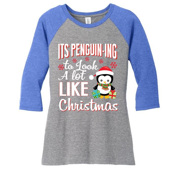 It's Penguincool Gifting To Look A Lot Like Christmas Penguin Meaningful Gift Women's Tri-Blend 3/4-Sleeve Raglan Shirt