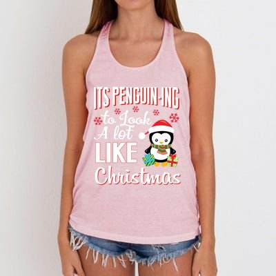 It's Penguincool Gifting To Look A Lot Like Christmas Penguin Meaningful Gift Women's Knotted Racerback Tank