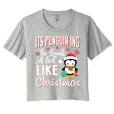 It's Penguincool Gifting To Look A Lot Like Christmas Penguin Meaningful Gift Women's Crop Top Tee