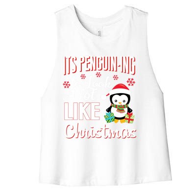 It's Penguincool Gifting To Look A Lot Like Christmas Penguin Meaningful Gift Women's Racerback Cropped Tank