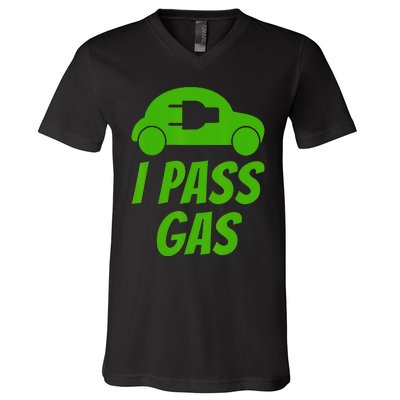 I Pass Gas Funny Electric Car pun EV driver joke V-Neck T-Shirt