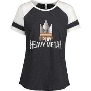 I Play Heavy Metal Church Organist Pipe Organ Player Enza Ladies Jersey Colorblock Tee