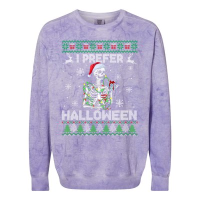 I Prefer Halloween Christmas Funny Skeleton Xmas Gift Colorblast Crewneck Sweatshirt