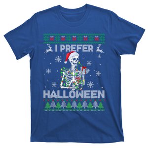 I Prefer Halloween Christmas Funny Skeleton Xmas Gift T-Shirt