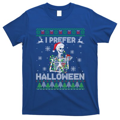 I Prefer Halloween Christmas Funny Skeleton Xmas Gift T-Shirt