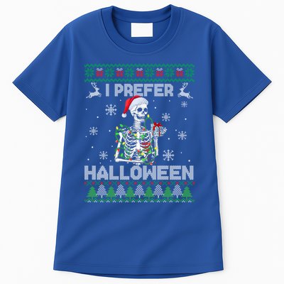 I Prefer Halloween Christmas Funny Skeleton Xmas Gift Tall T-Shirt