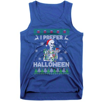I Prefer Halloween Christmas Funny Skeleton Xmas Gift Tank Top