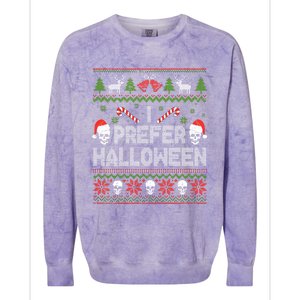 I Prefer Halloween Christmas Sweater Funny Ugly Xmas Holiday Colorblast Crewneck Sweatshirt