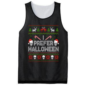 I Prefer Halloween Christmas Sweater Funny Ugly Xmas Holiday Mesh Reversible Basketball Jersey Tank