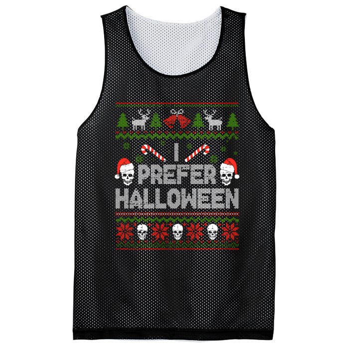 I Prefer Halloween Christmas Sweater Funny Ugly Xmas Holiday Mesh Reversible Basketball Jersey Tank