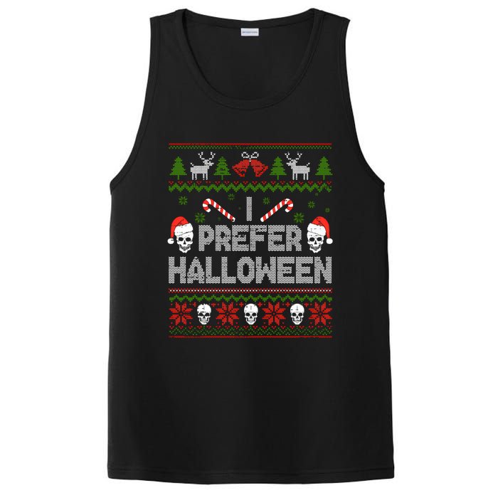 I Prefer Halloween Christmas Sweater Funny Ugly Xmas Holiday PosiCharge Competitor Tank