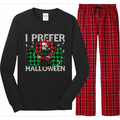 I Prefer Halloween Funny Christmas Skeleton Jumper Ugly Gift Long Sleeve Pajama Set