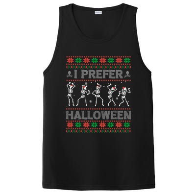 I Prefer Halloween Ugly Christmas Sweater Dancing Skeletons Gift PosiCharge Competitor Tank