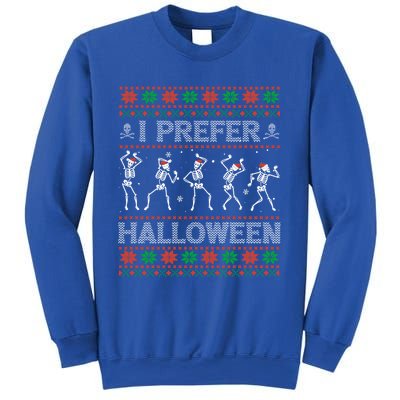 I Prefer Halloween Ugly Christmas Sweater Dancing Skeletons Gift Sweatshirt