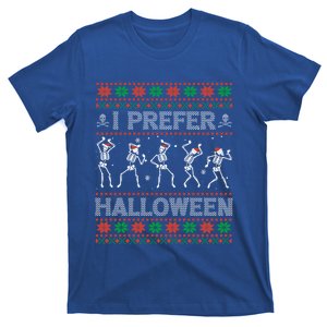 I Prefer Halloween Ugly Christmas Sweater Dancing Skeletons Gift T-Shirt