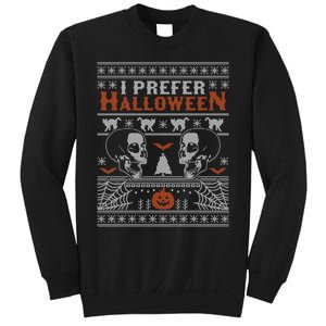 I Prefer Halloween Ugly Christmas Sweater Xmas Skull Bats Sweatshirt