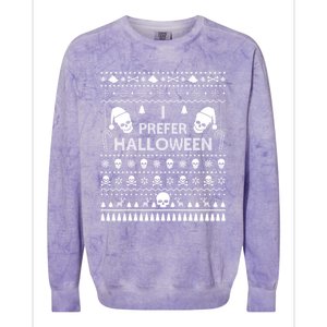 I Prefer Halloween Christmas Sweater Funny Ugly Xmas Party Gift Colorblast Crewneck Sweatshirt