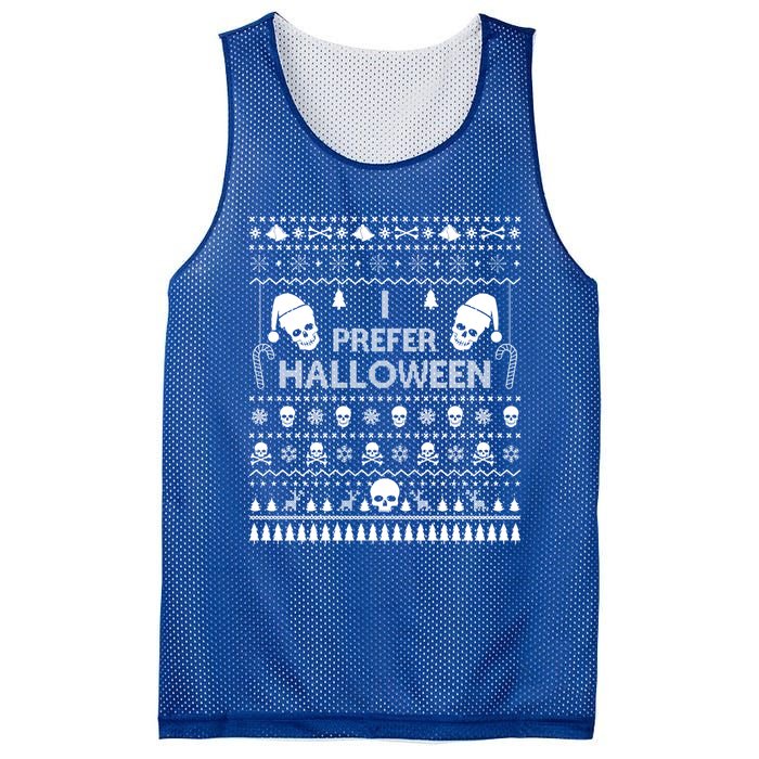 I Prefer Halloween Christmas Sweater Funny Ugly Xmas Party Gift Mesh Reversible Basketball Jersey Tank