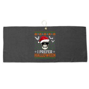 I Prefer Halloween Skull Christmas Sweater Ugly Gift Large Microfiber Waffle Golf Towel