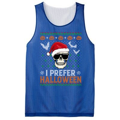 I Prefer Halloween Skull Christmas Sweater Ugly Gift Mesh Reversible Basketball Jersey Tank